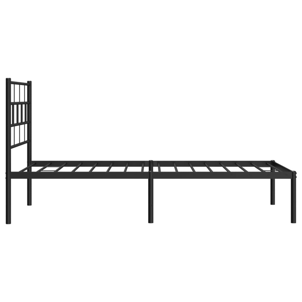 Metal Bed Frame without Mattress with Headboard Black 90x190cm