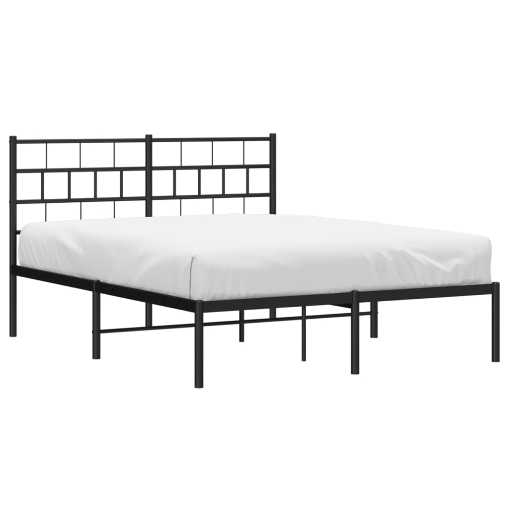 Metal Bed Frame without Mattress with Headboard Black 120x200cm