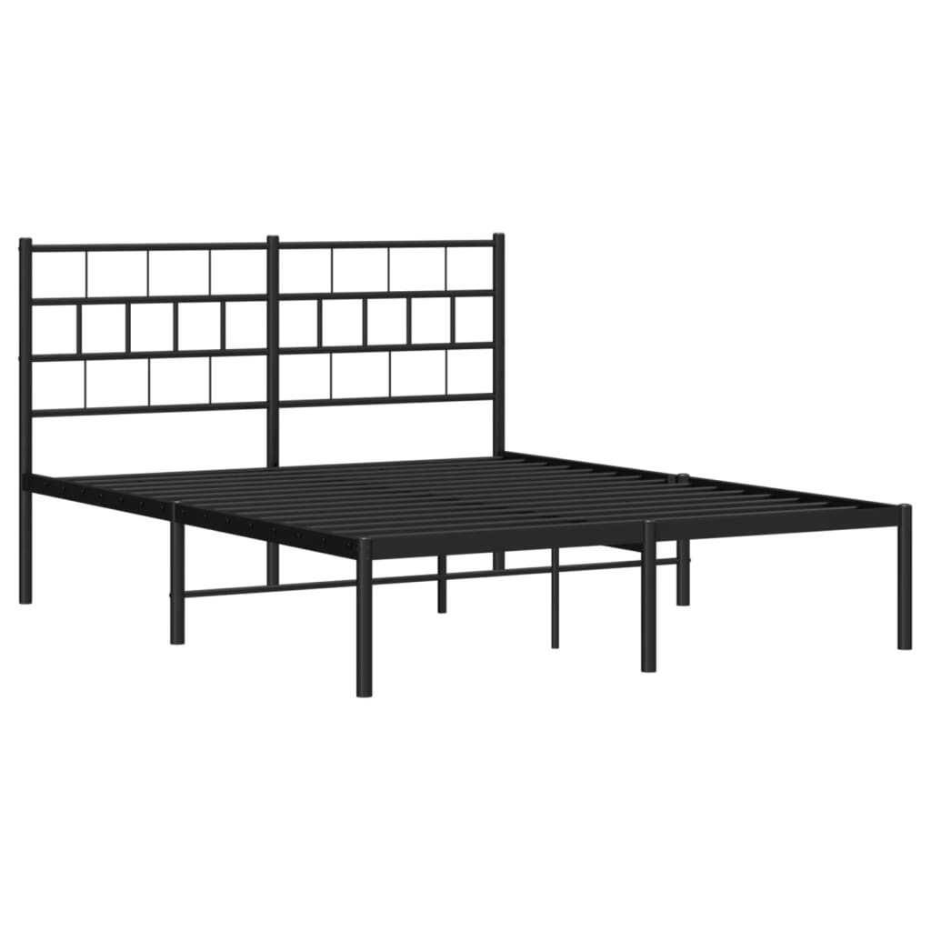 Metal Bed Frame without Mattress with Headboard Black 120x200cm