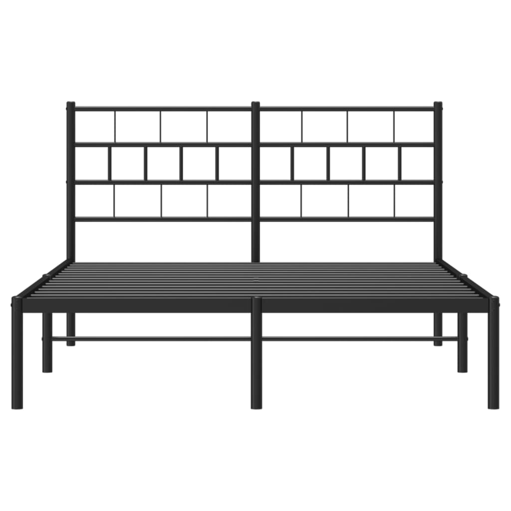 Metal Bed Frame without Mattress with Headboard Black 120x200cm