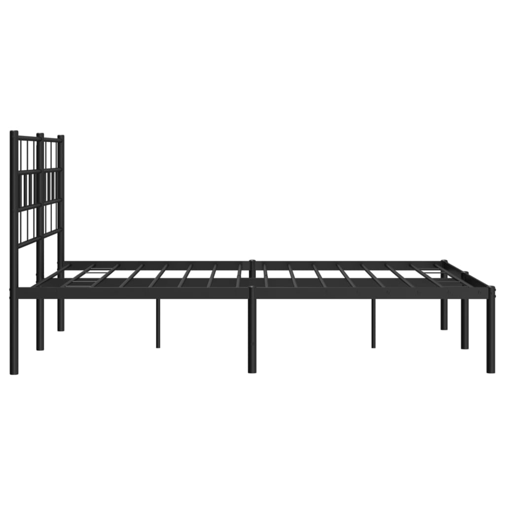 Metal Bed Frame without Mattress with Headboard Black 120x200cm