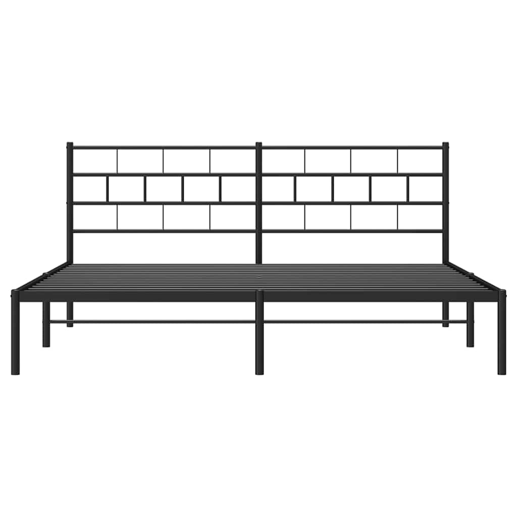 Metal Bed Frame without Mattress with Headboard Black 183x213cm