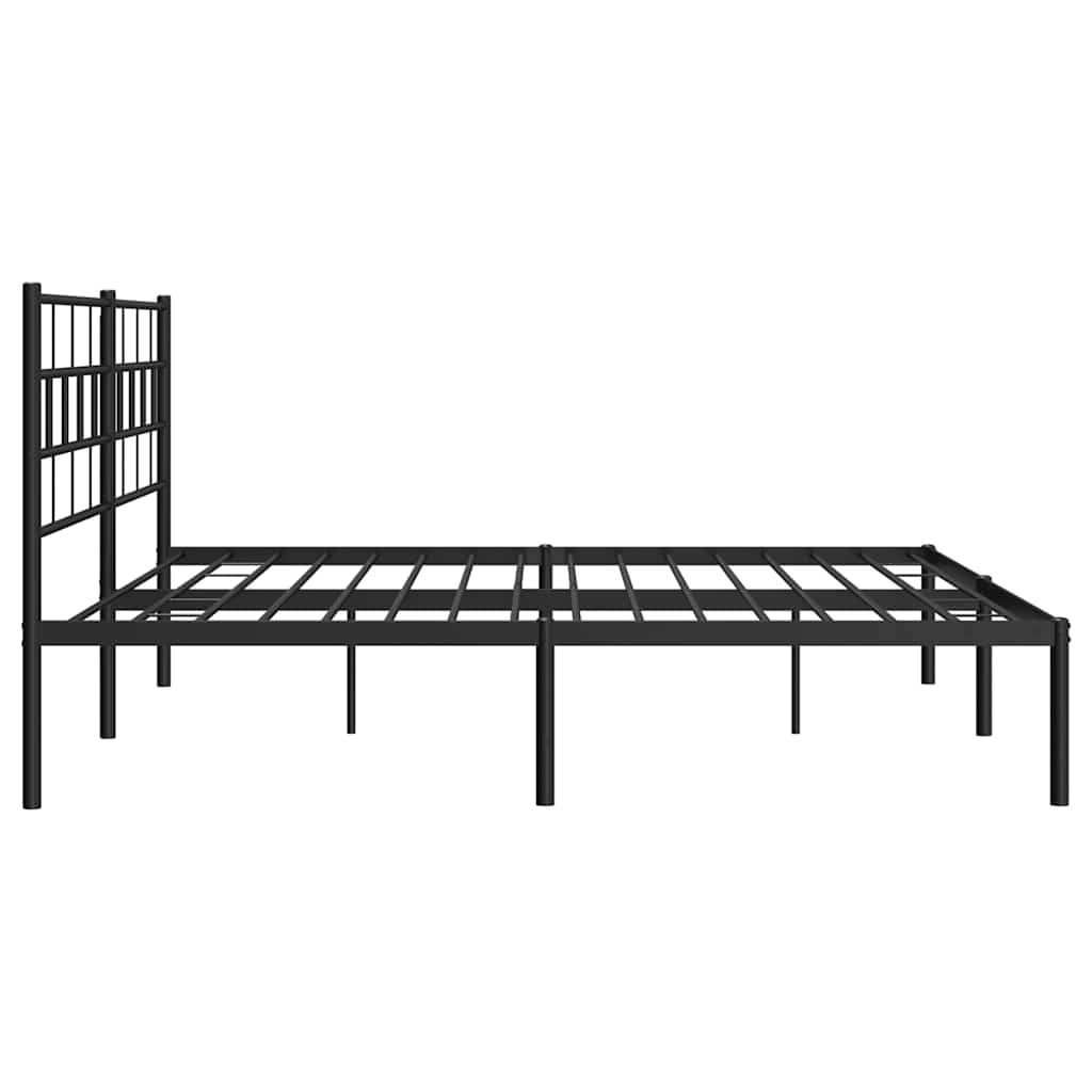 Metal Bed Frame without Mattress with Headboard Black 193x203cm