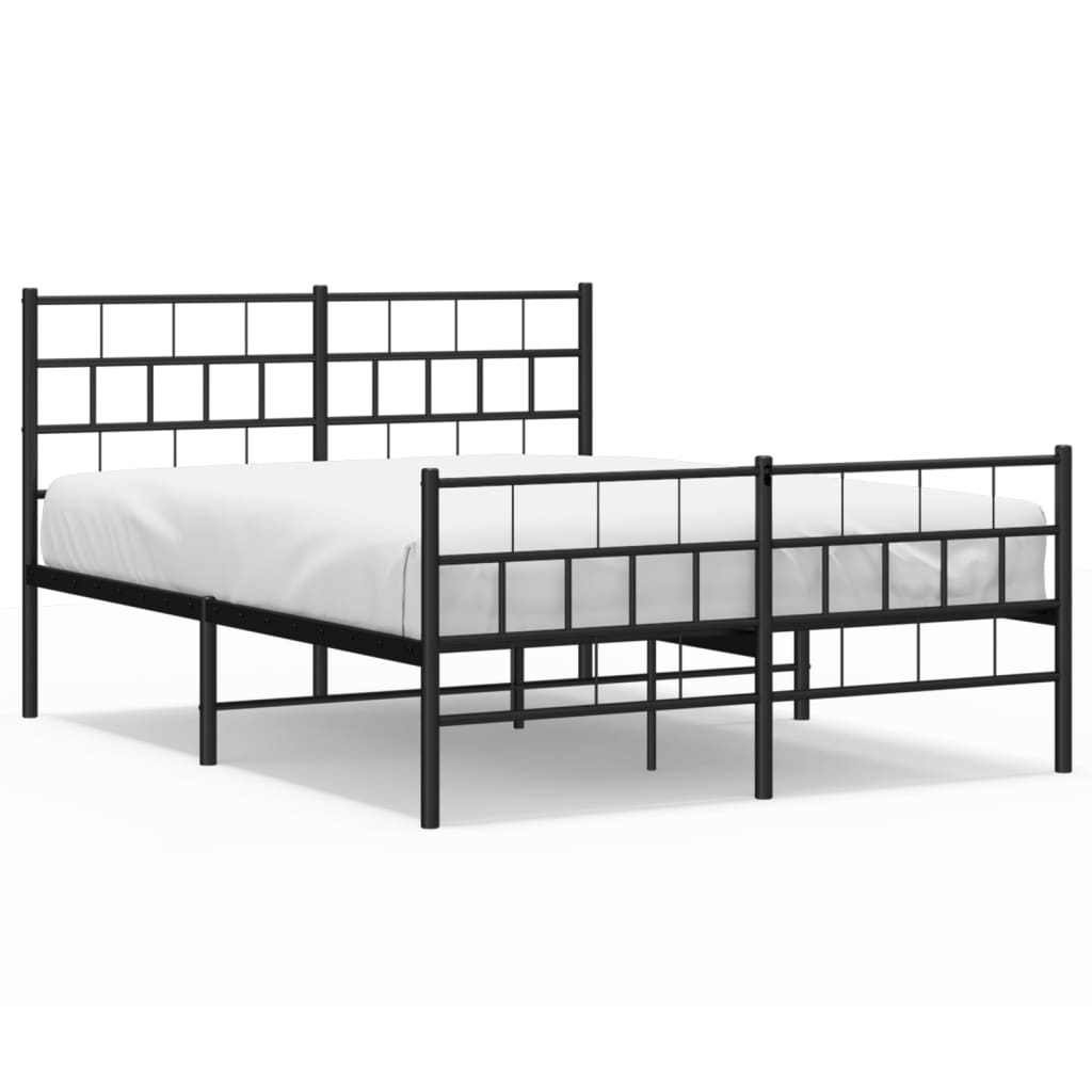 Metal Bed Frame without Mattress with Footboard Black 120x190cm