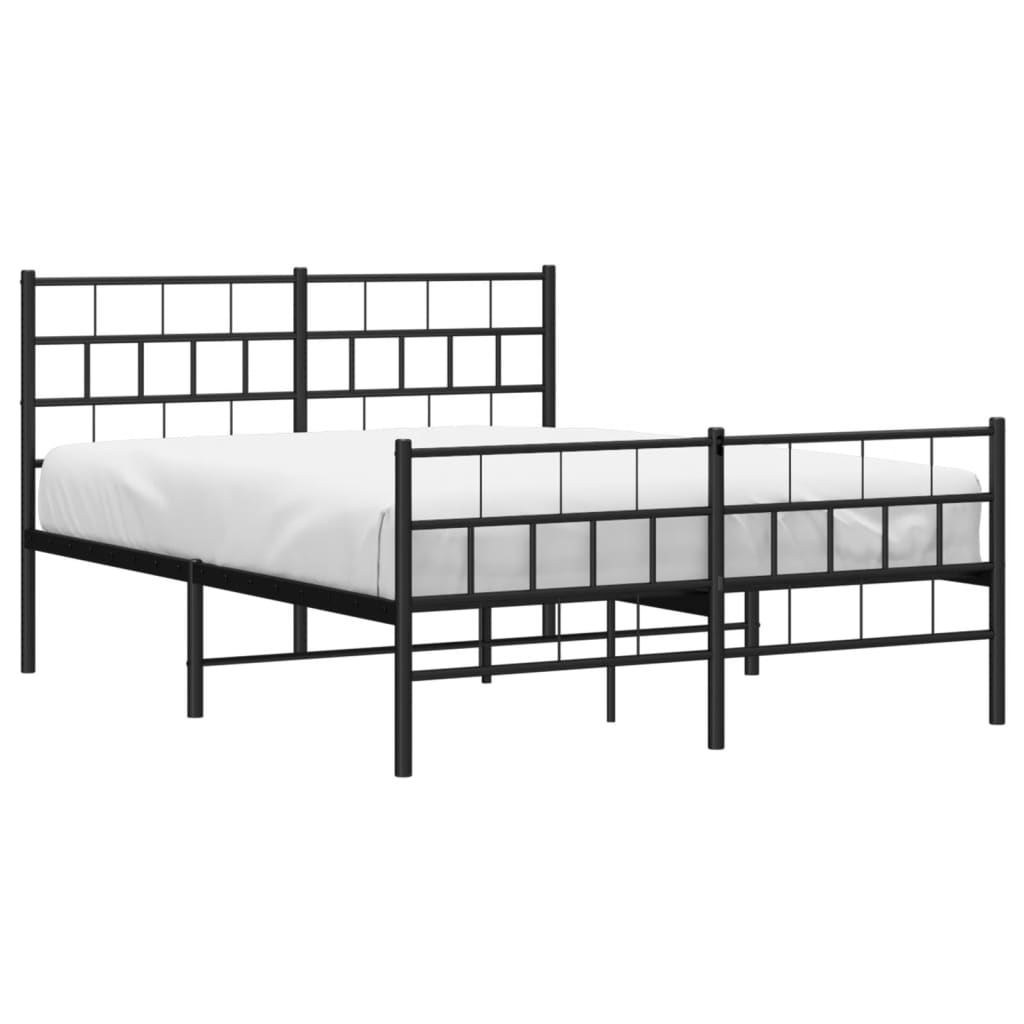 Metal Bed Frame without Mattress with Footboard Black 120x190cm
