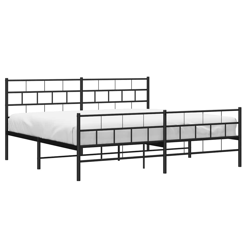 Metal Bed Frame without Mattress with Footboard Black 183x213cm