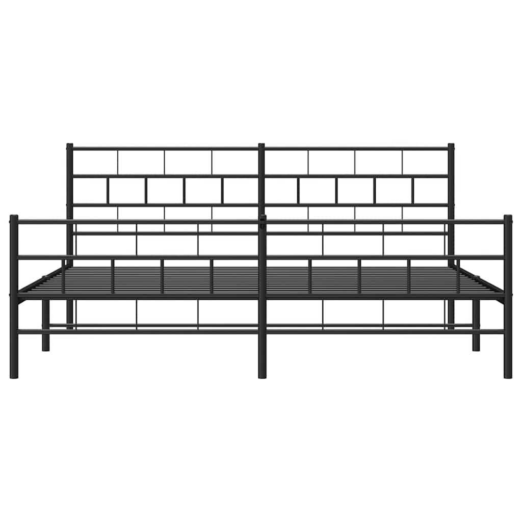 Metal Bed Frame without Mattress with Footboard Black 193x203cm