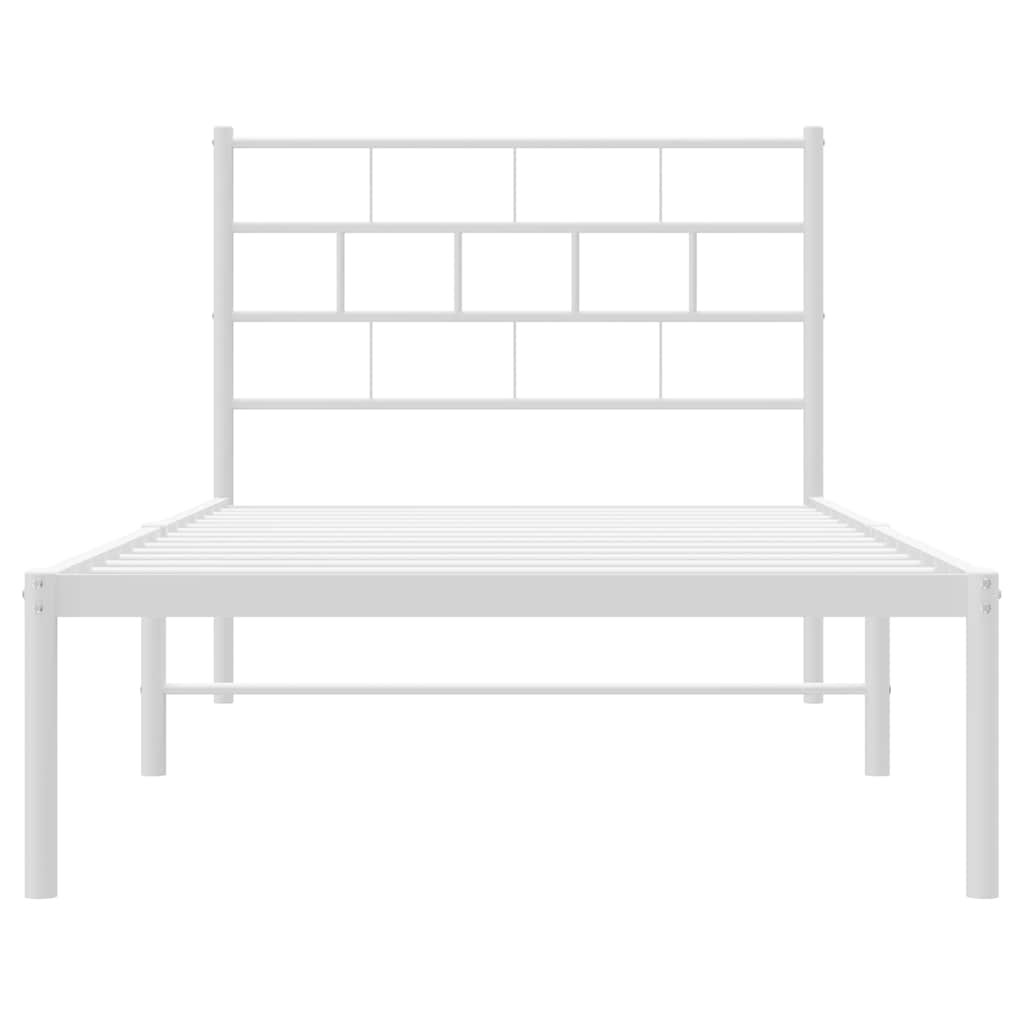 Metal Bed Frame without Mattress with Headboard White 100x200cm
