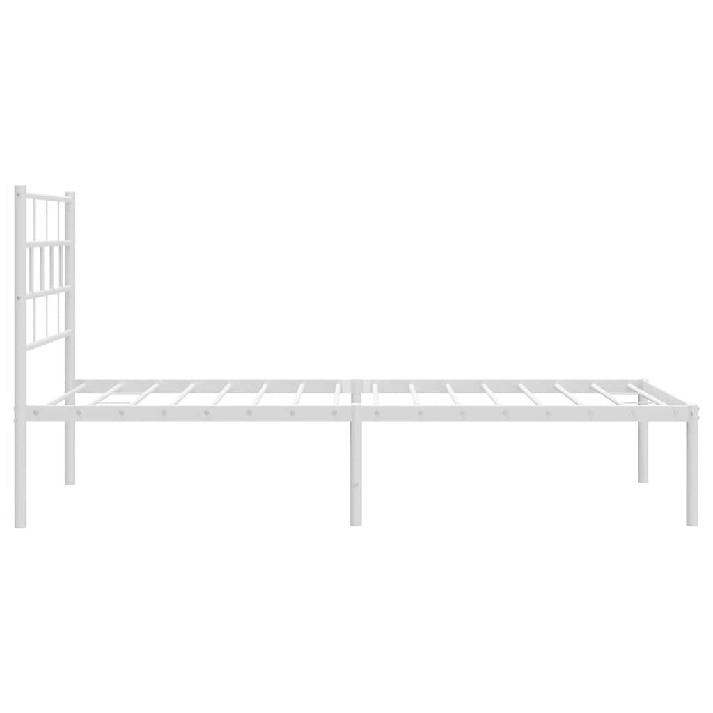 Metal Bed Frame without Mattress with Headboard White 100x200cm