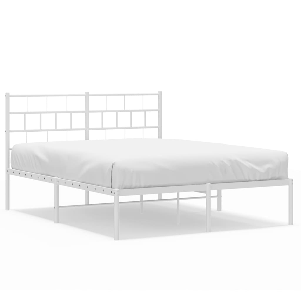 Metal Bed Frame without Mattress with Headboard White 140x200cm