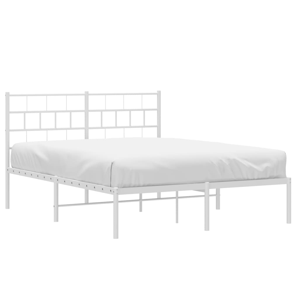 Metal Bed Frame without Mattress with Headboard White 140x200cm