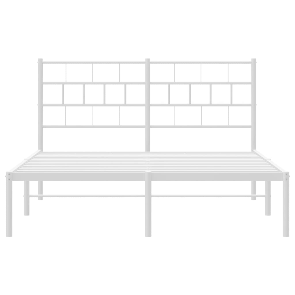 Metal Bed Frame without Mattress with Headboard White 140x200cm