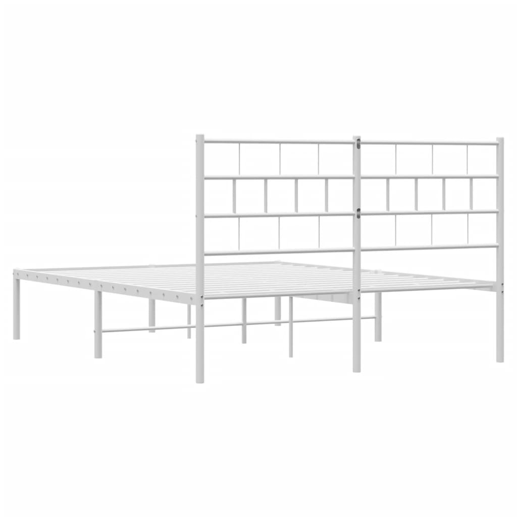 Metal Bed Frame without Mattress with Headboard White 140x200cm