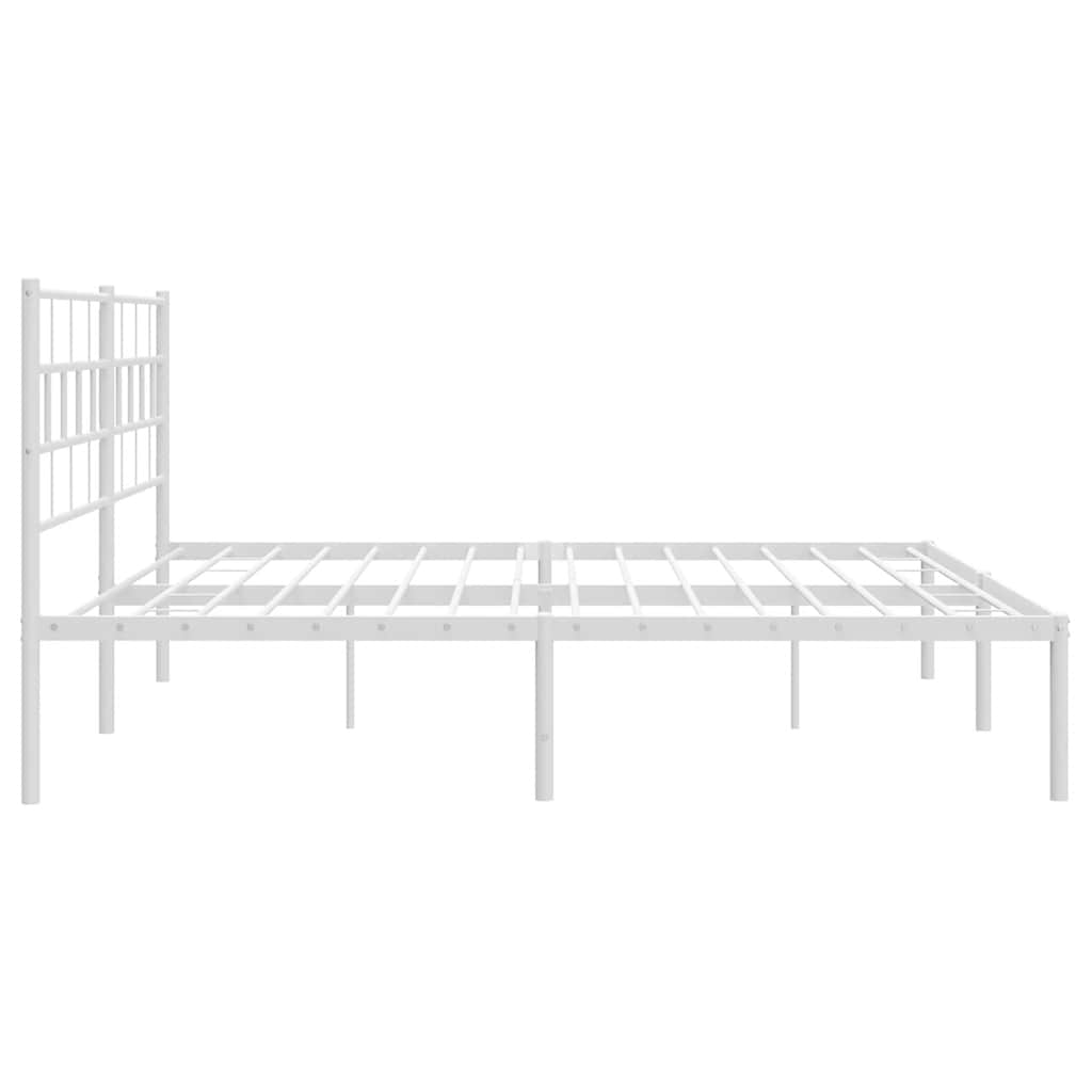 Metal Bed Frame without Mattress with Headboard White 183x213cm