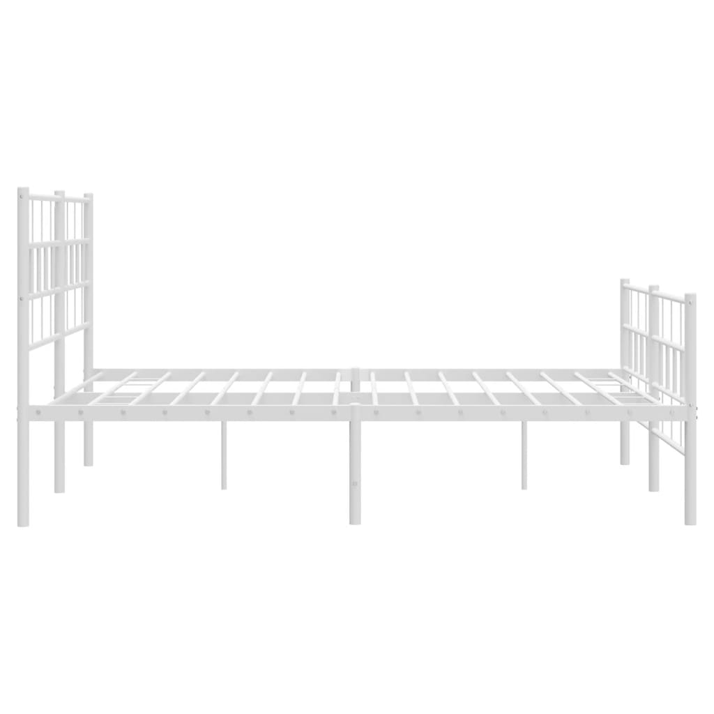 Metal Bed Frame without Mattress with Footboard White 140x190cm