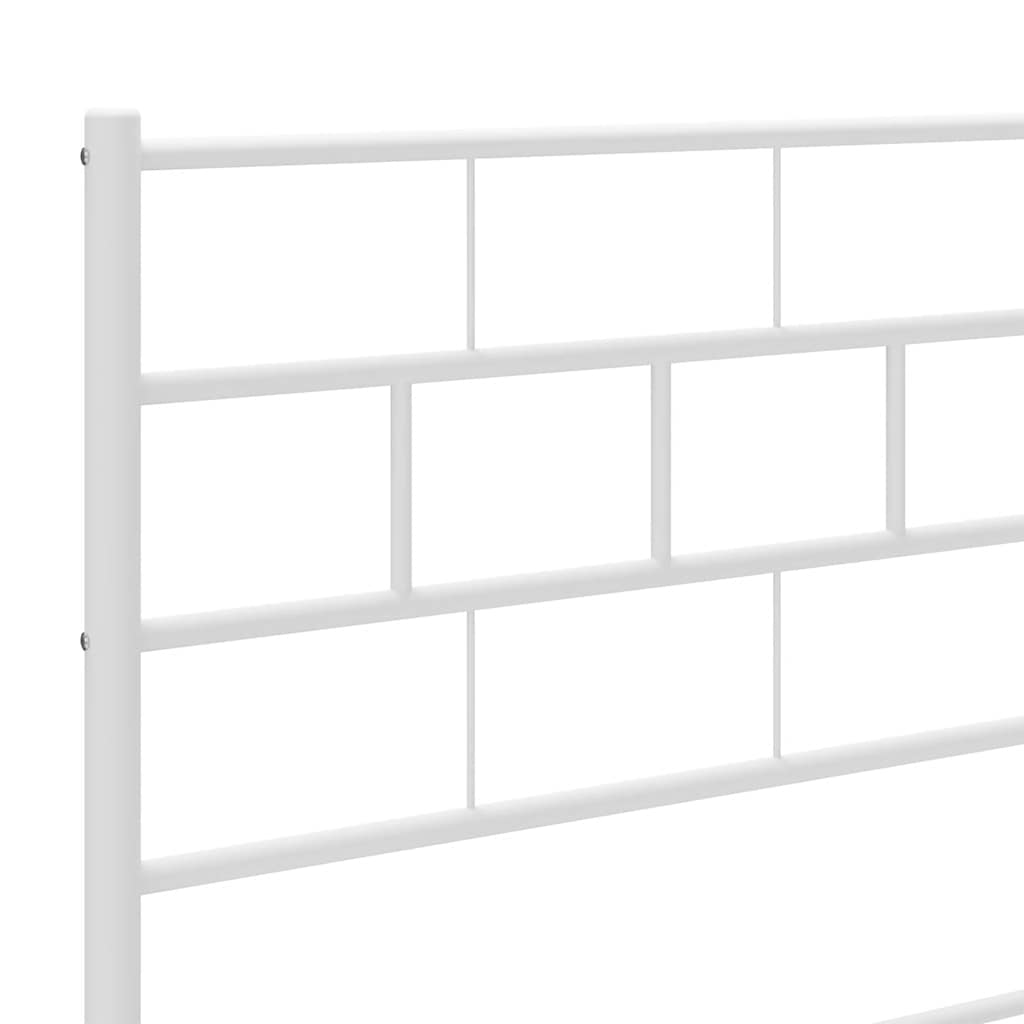 Metal Bed Frame without Mattress with Footboard White 193x203cm