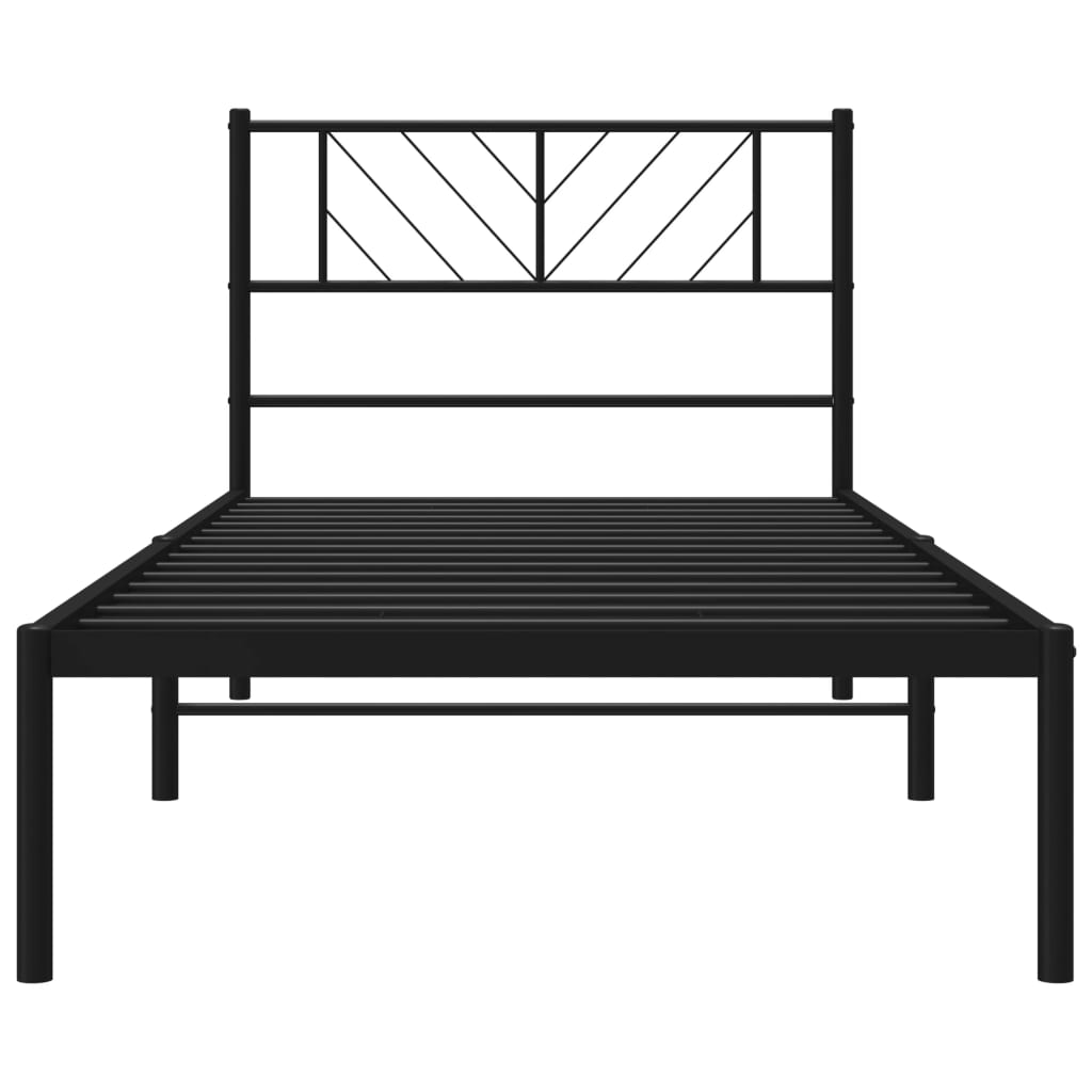 Metal Bed Frame without Mattress with Headboard Black 90x190cm
