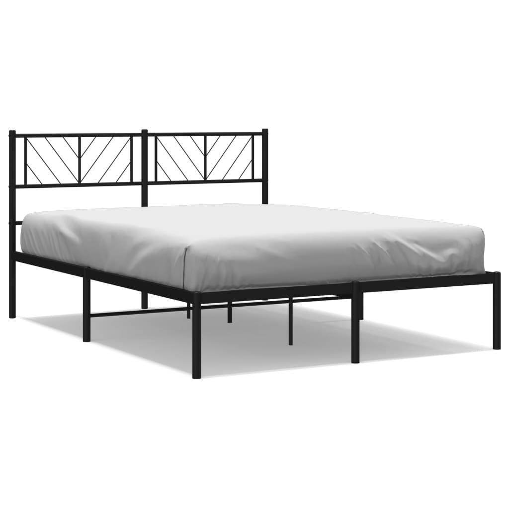 Metal Bed Frame without Mattress with Headboard Black 140x200cm