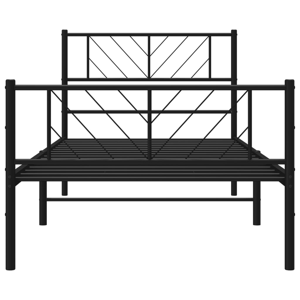 Metal Bed Frame without Mattress with Footboard Black 90x190cm