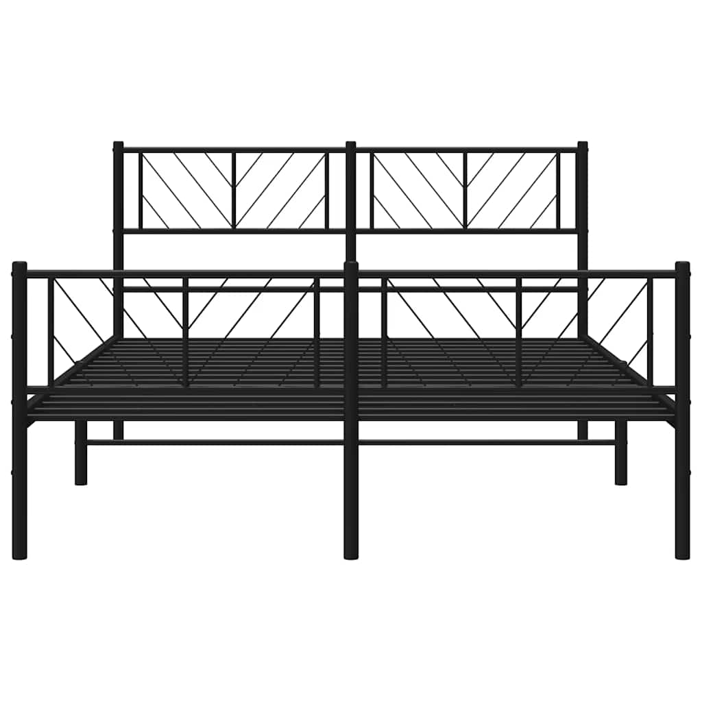 Metal Bed Frame without Mattress with Footboard Black 135x190cm