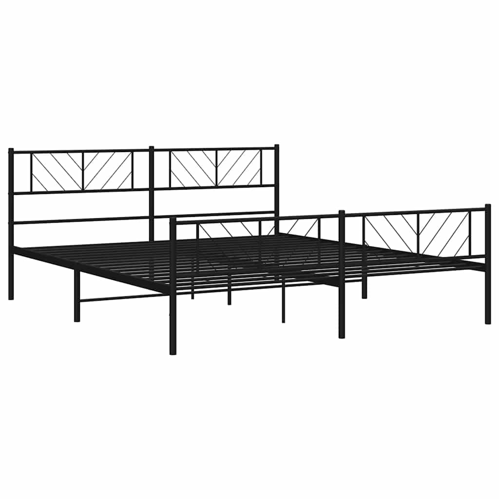 Metal Bed Frame without Mattress with Footboard Black 183x213cm