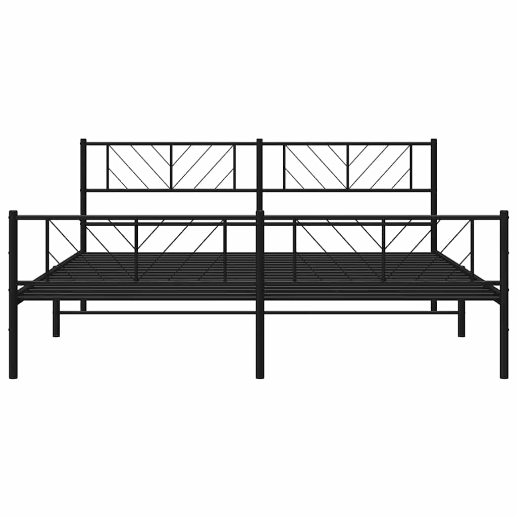 Metal Bed Frame without Mattress with Footboard Black 183x213cm