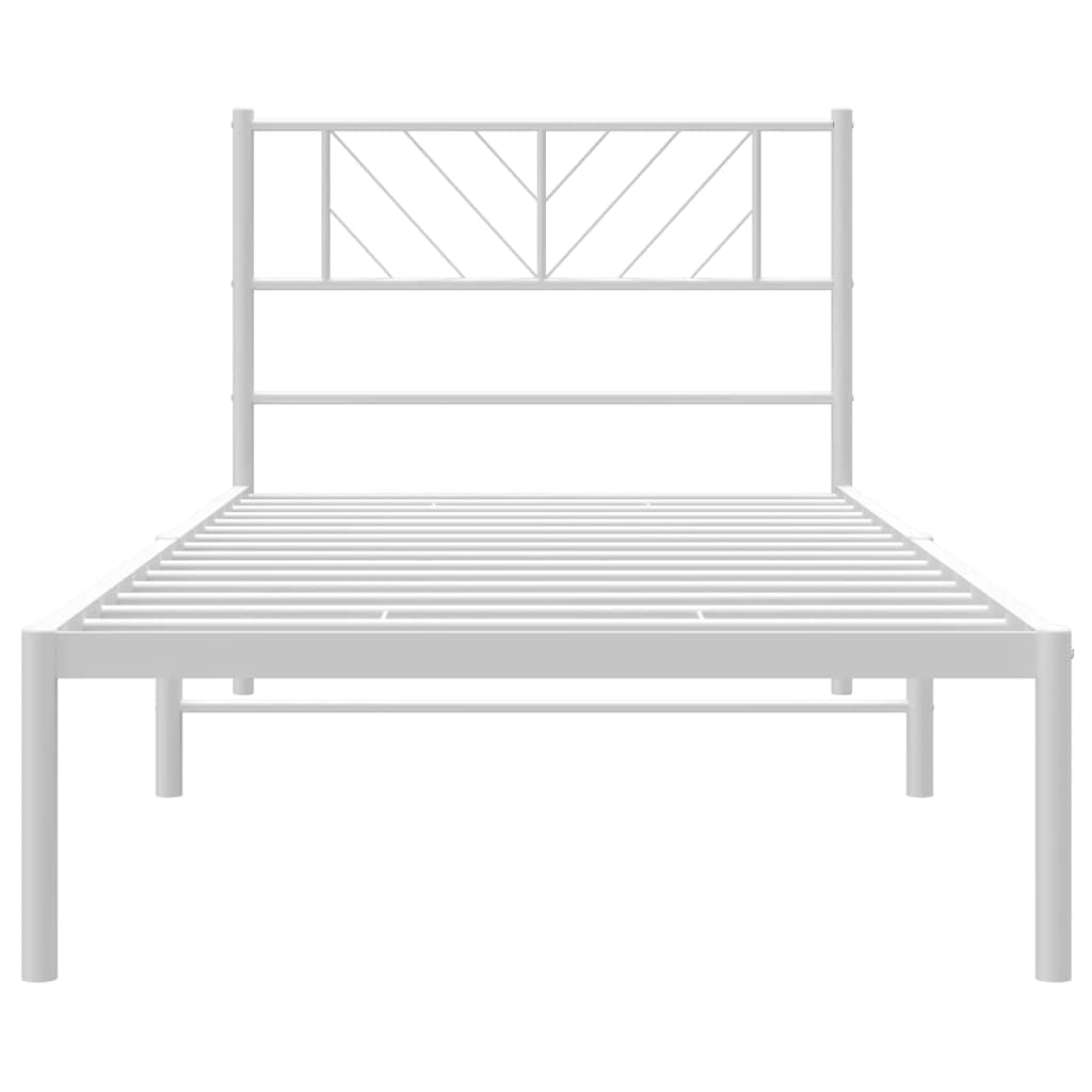 Metal Bed Frame without Mattress with Headboard White 100x190cm