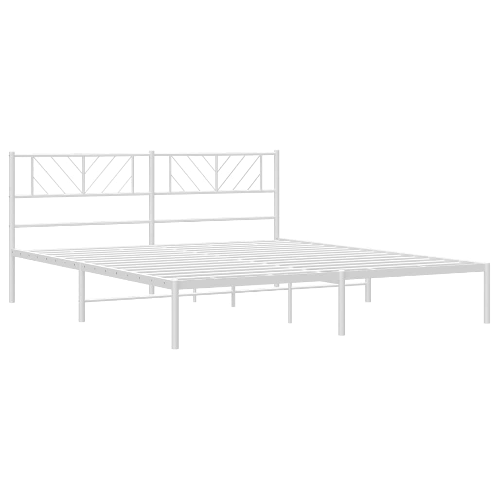 Metal Bed Frame without Mattress with Headboard White 180x200cm