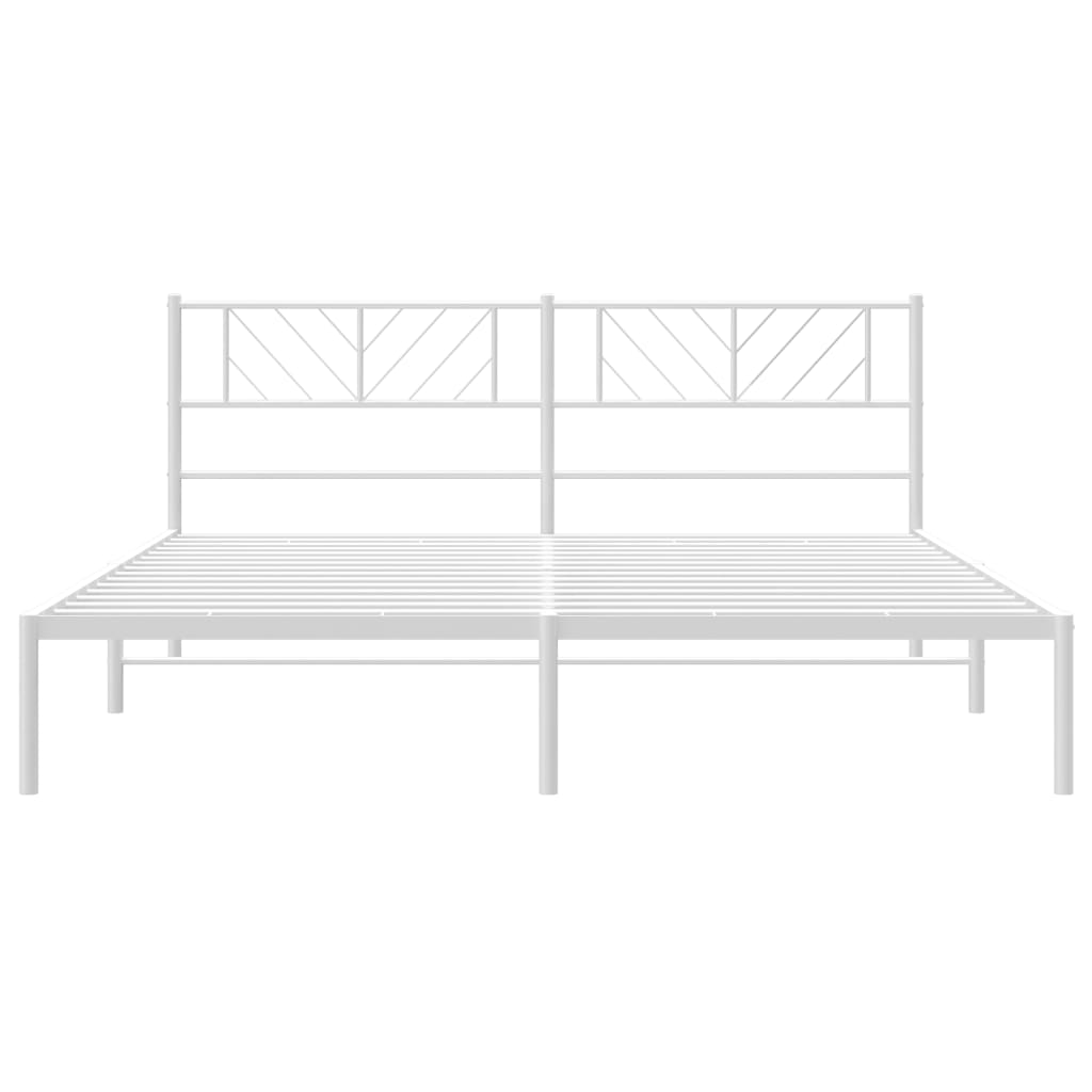 Metal Bed Frame without Mattress with Headboard White 180x200cm