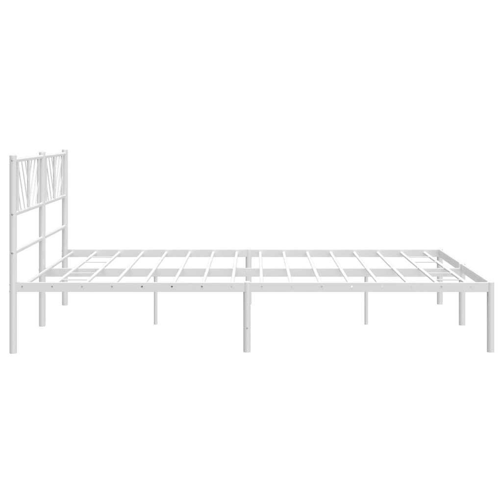 Metal Bed Frame without Mattress with Headboard White 180x200cm