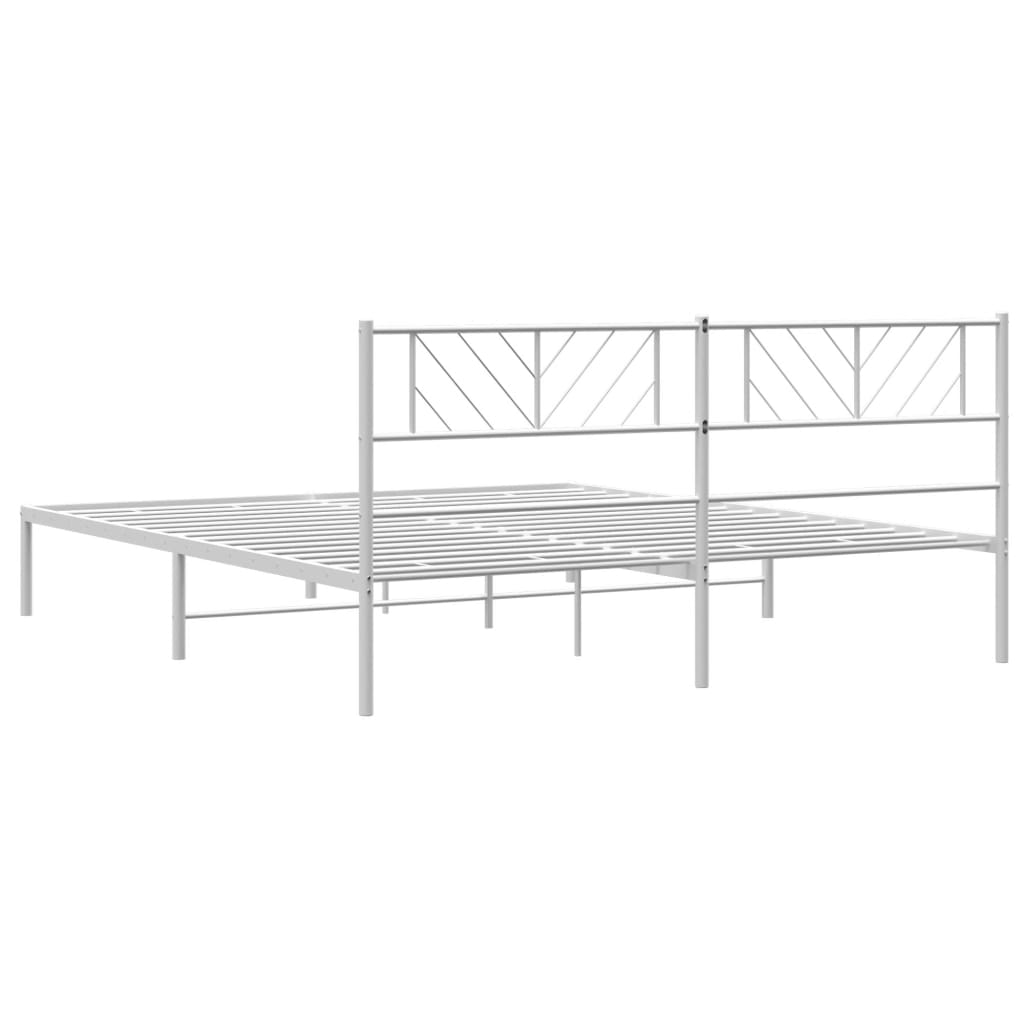 Metal Bed Frame without Mattress with Headboard White 180x200cm
