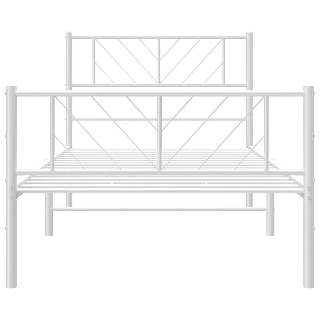 Metal Bed Frame without Mattress with Footboard White 90x200cm