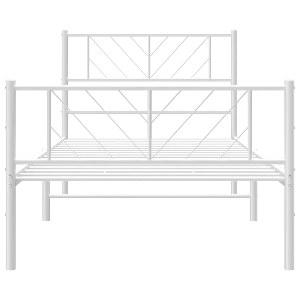 Metal Bed Frame without Mattress with Footboard White 100x200cm