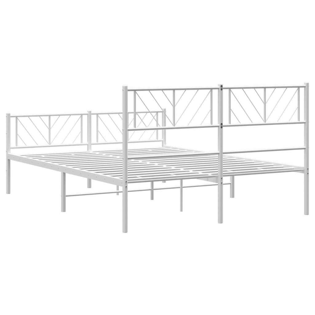 Metal Bed Frame without Mattress with Footboard White 140x190cm