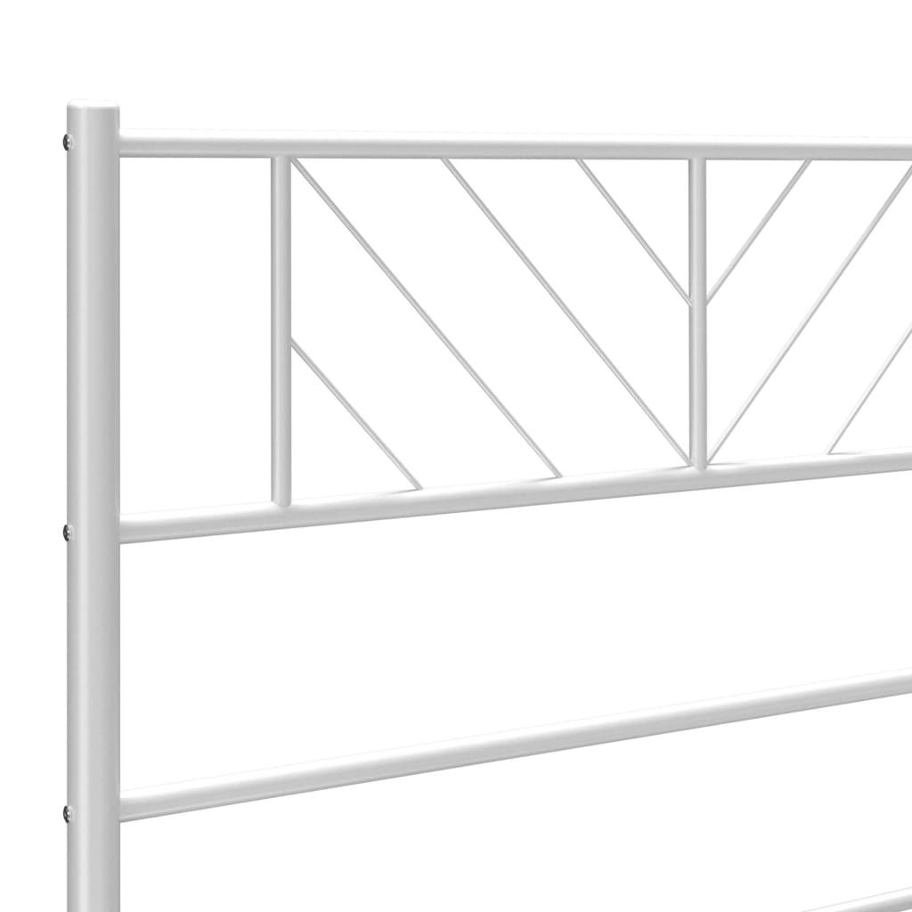 Metal Bed Frame without Mattress with Footboard White 140x190cm