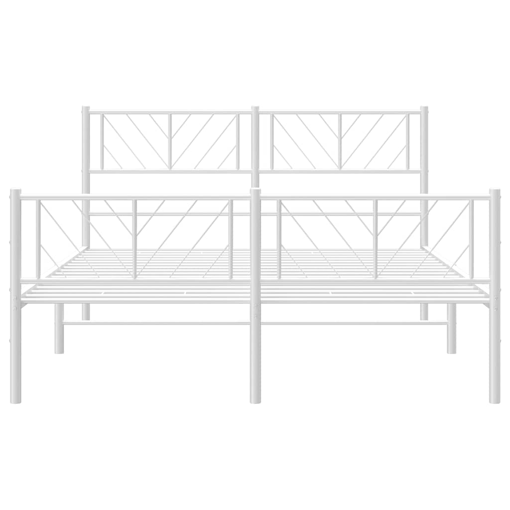Metal Bed Frame without Mattress with Footboard White 150x200cm
