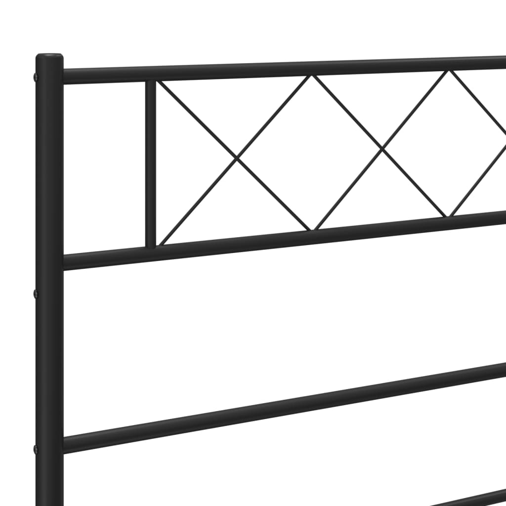Metal Bed Frame without Mattress with Headboard Black 140x190cm
