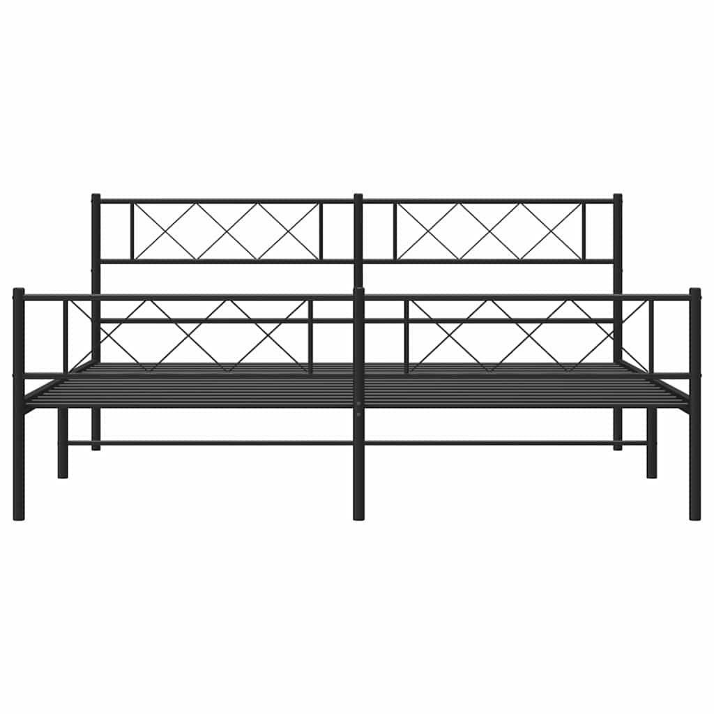 Metal Bed Frame without Mattress with Footboard Black 183x213cm