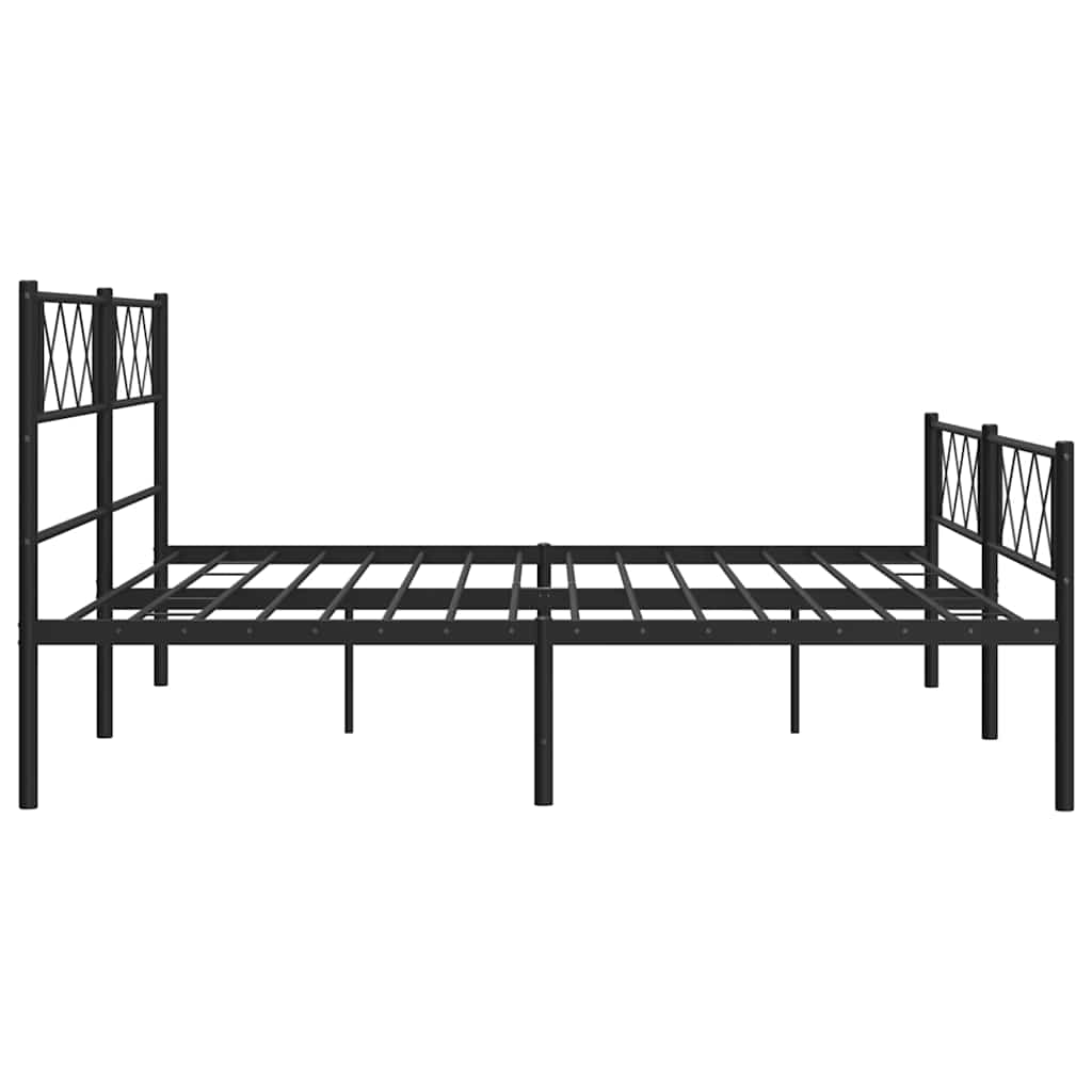 Metal Bed Frame without Mattress with Footboard Black 183x213cm