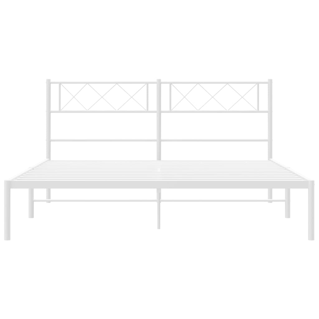 Metal Bed Frame without Mattress with Headboard White 120x200cm