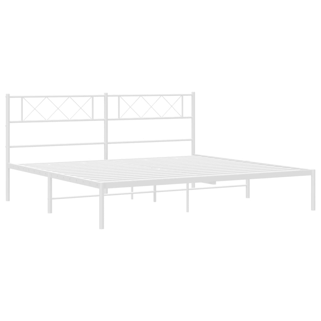 Metal Bed Frame without Mattress with Headboard White 180x200cm