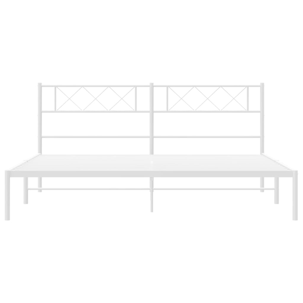 Metal Bed Frame without Mattress with Headboard White 180x200cm