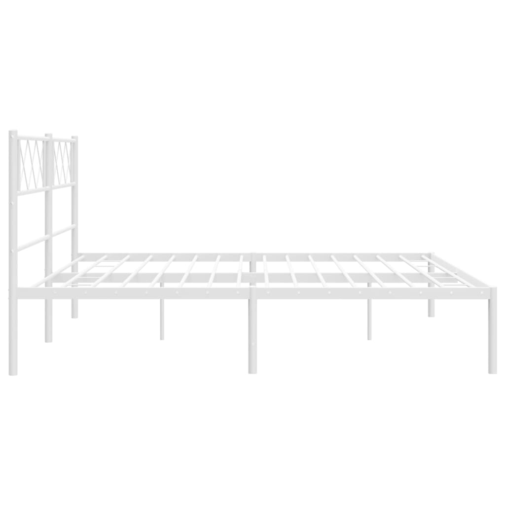 Metal Bed Frame without Mattress with Headboard White 180x200cm