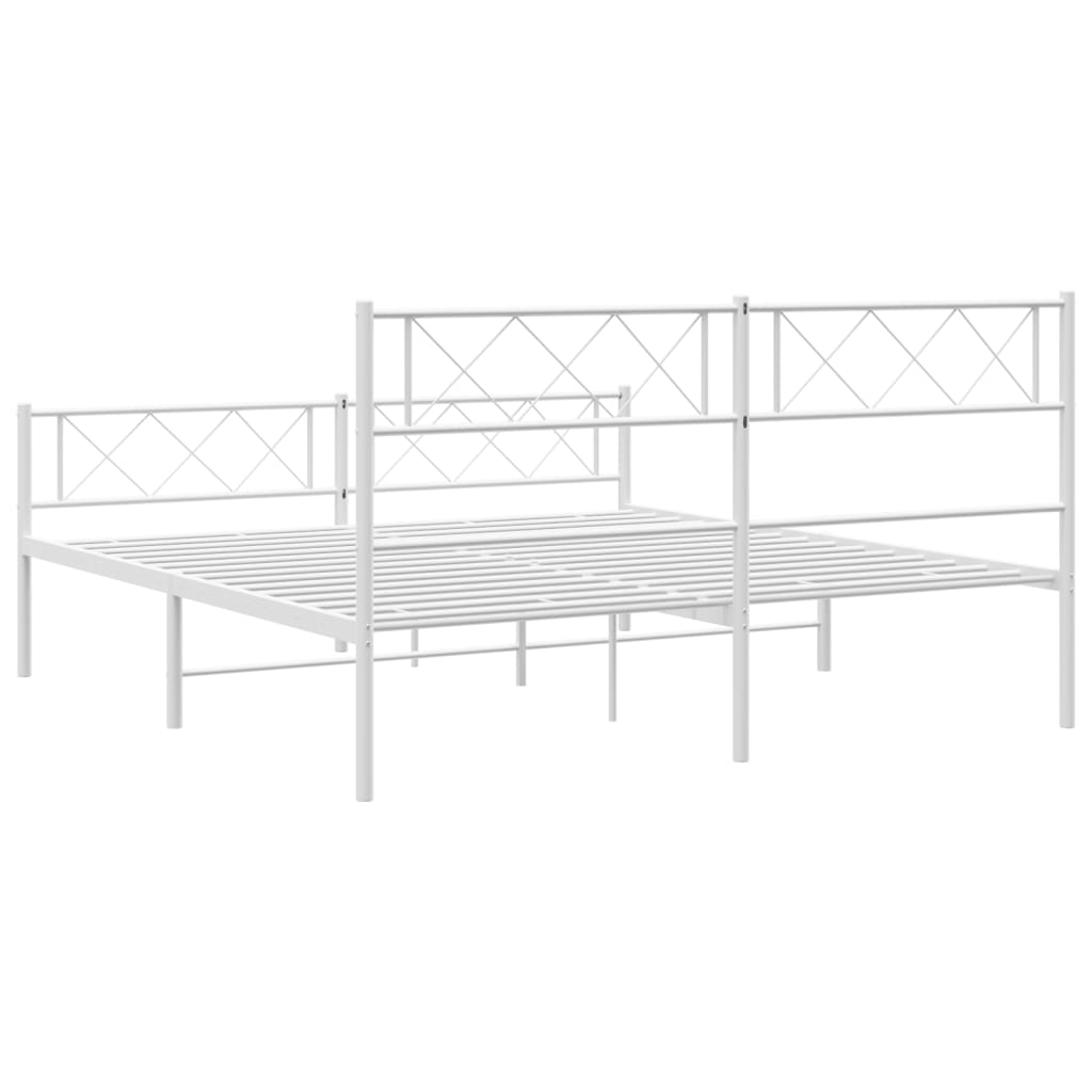 Metal Bed Frame without Mattress with Footboard White 120x200cm