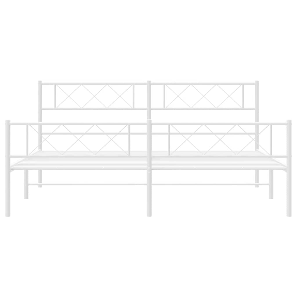 Metal Bed Frame without Mattress with Footboard White 183x213cm