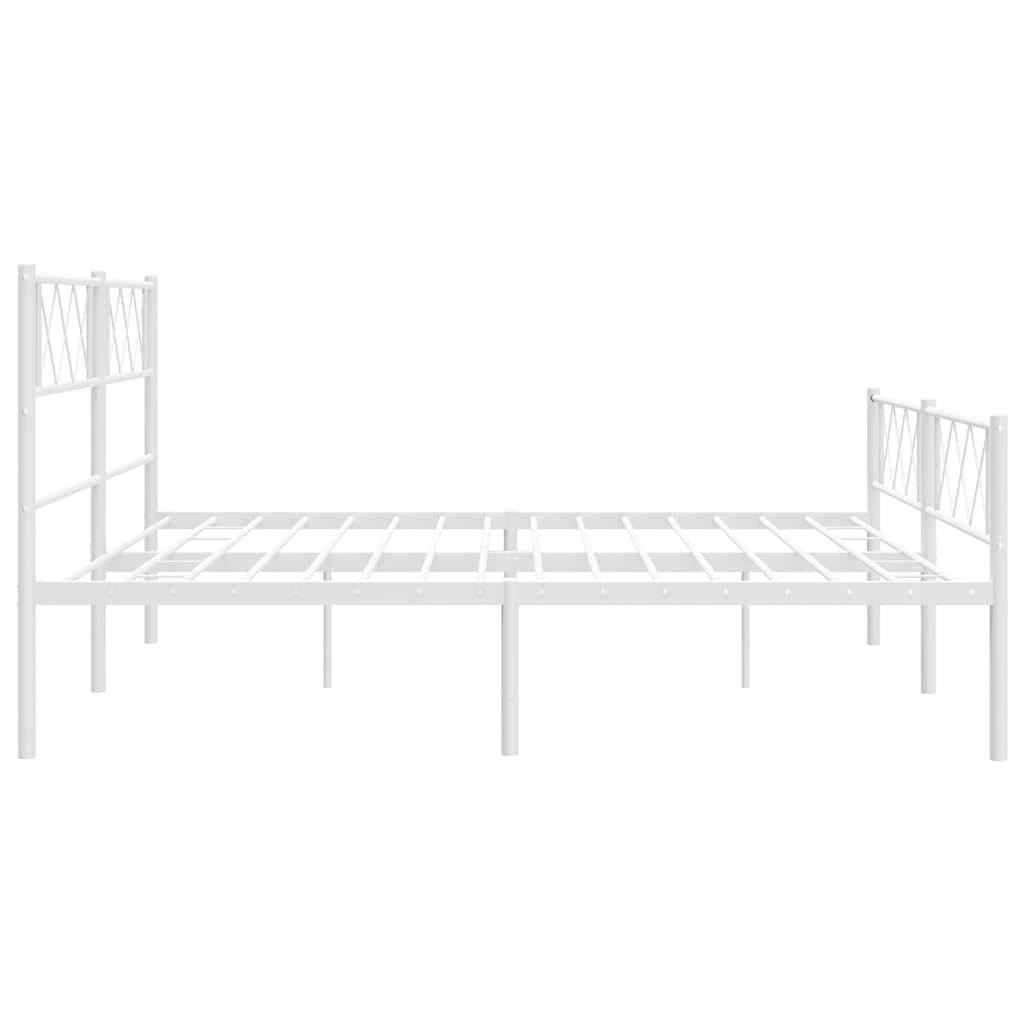 Metal Bed Frame without Mattress with Footboard White 183x213cm