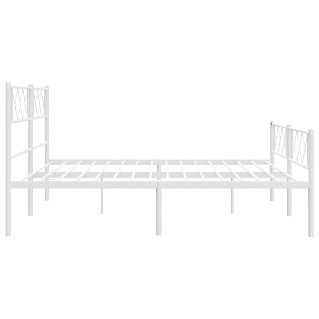Metal Bed Frame without Mattress with Footboard White 200x200cm