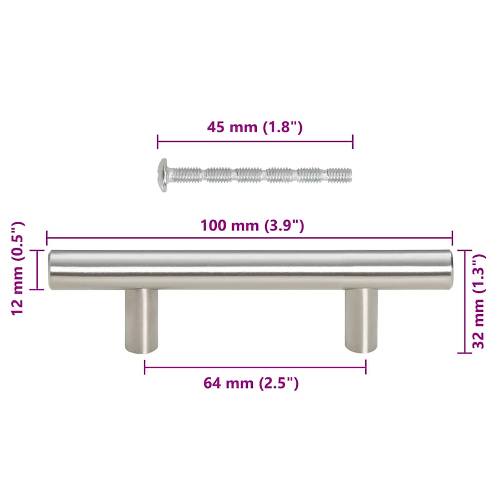 Cabinet Handles 10 pcs Silver 64 mm Stainless Steel