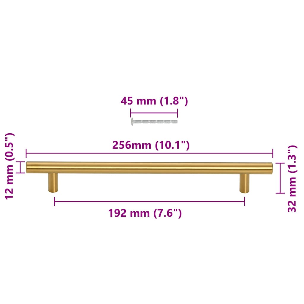 Cabinet Handles 5 pcs Gold 192 mm Stainless Steel