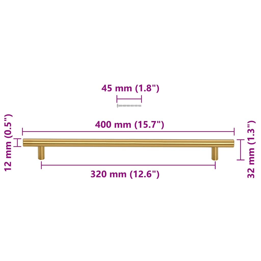 Cabinet Handles 5 pcs Gold 320 mm Stainless Steel